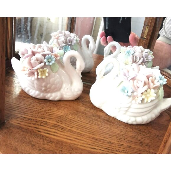 Vintage Wood Curio Cabinet Glass Door Half Round Includes 5 Vintage Figurines - Picture 6 of 9